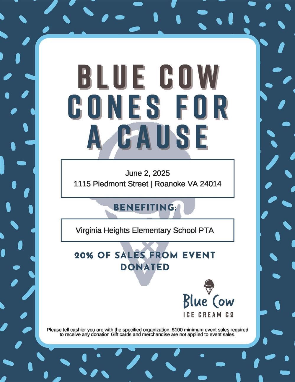  Blue Border with the text Ice cream for a cause 